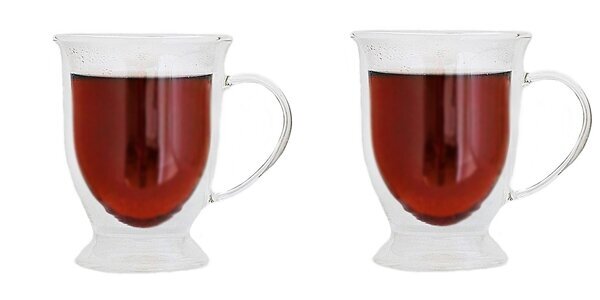 Dvigubo borosilikatinio stiklo arbatos puodelių komplektas, 2 vnt.