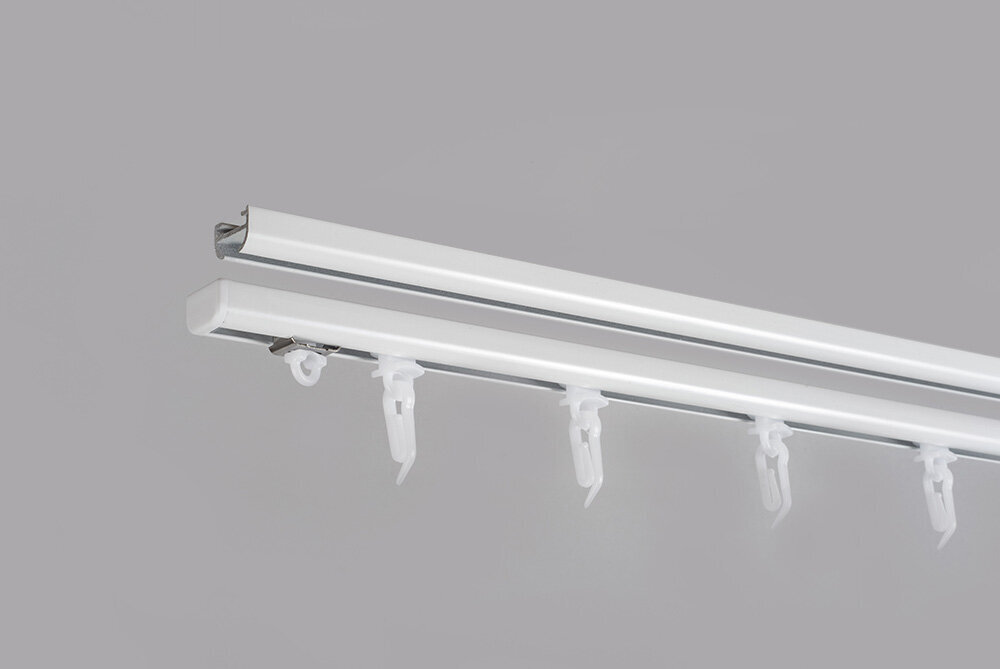 Sukomplektuotas aliuminio karnizas „D-PROFILIS“ baltos sp., 200 cm kaina ir informacija | Karnizai | pigu.lt