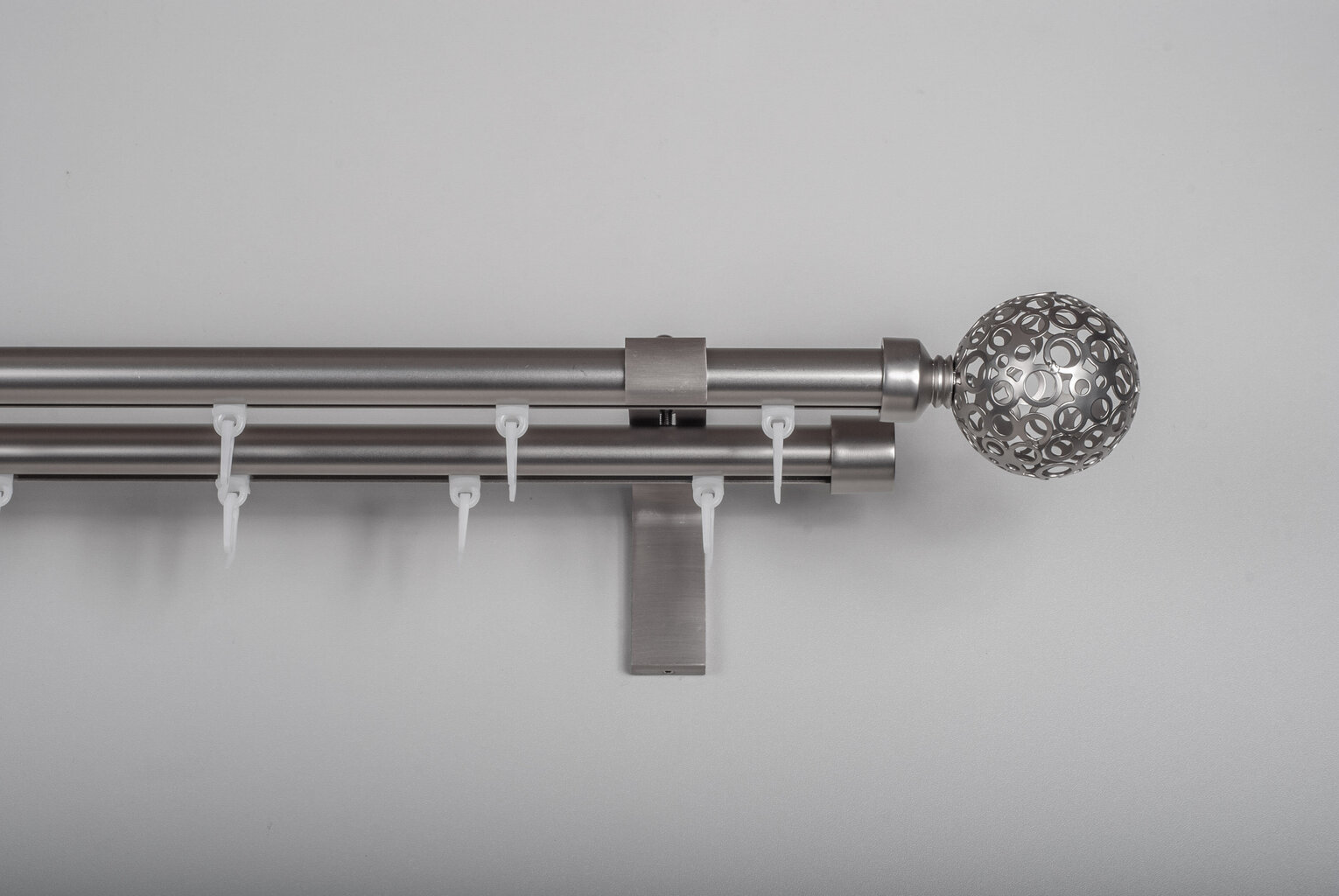 Karnizas MONACO LUNAS dvigubas šviesaus matinio sidabro spalva, 240 cm цена и информация | Karnizai | pigu.lt