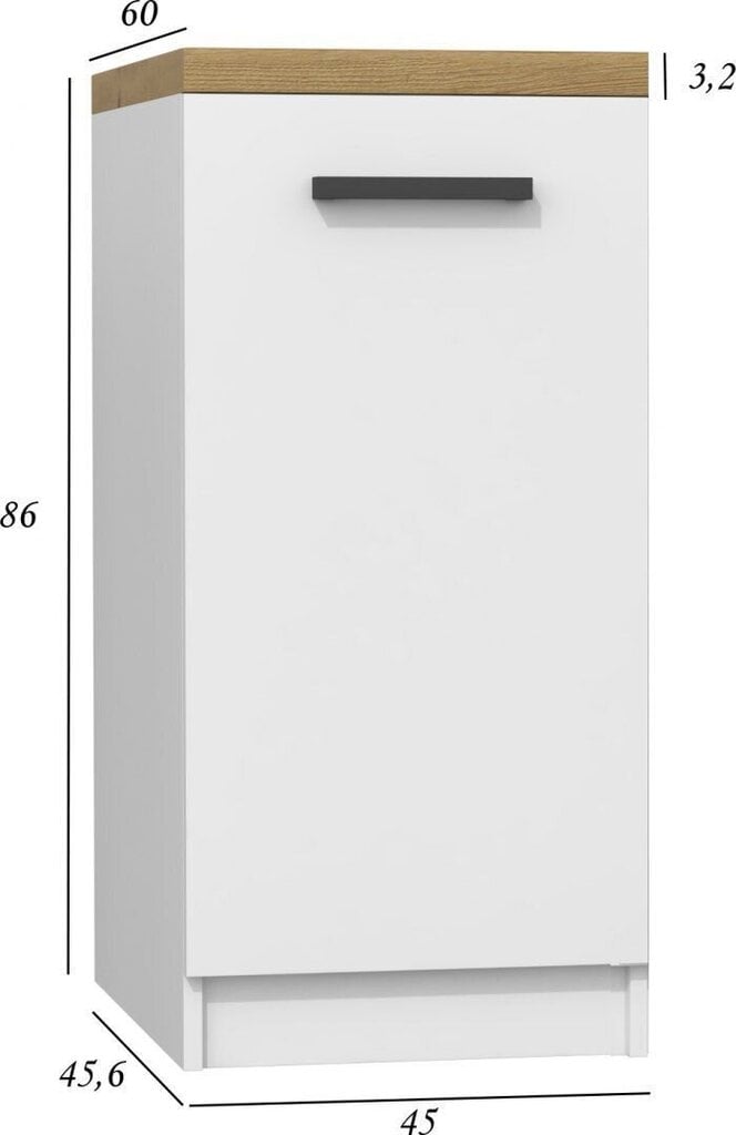 Pastatoma virtuvinė spintelė D-45/82, balta kaina ir informacija | Virtuvinės spintelės | pigu.lt