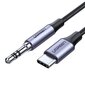 Ugreen AV119 AUX laidas USB-C, 3.5 mm, 1 m, tamsiai pilkas kaina ir informacija | Laidai telefonams | pigu.lt