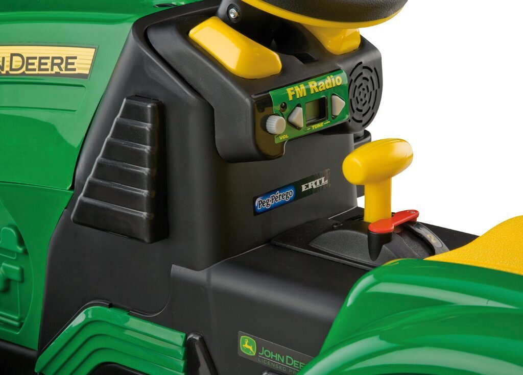 Vaikiškas vienvietis elektrinis traktorius Peg Perego John Deere Ground Force with trailer 12V, žalias kaina ir informacija | Elektromobiliai vaikams | pigu.lt