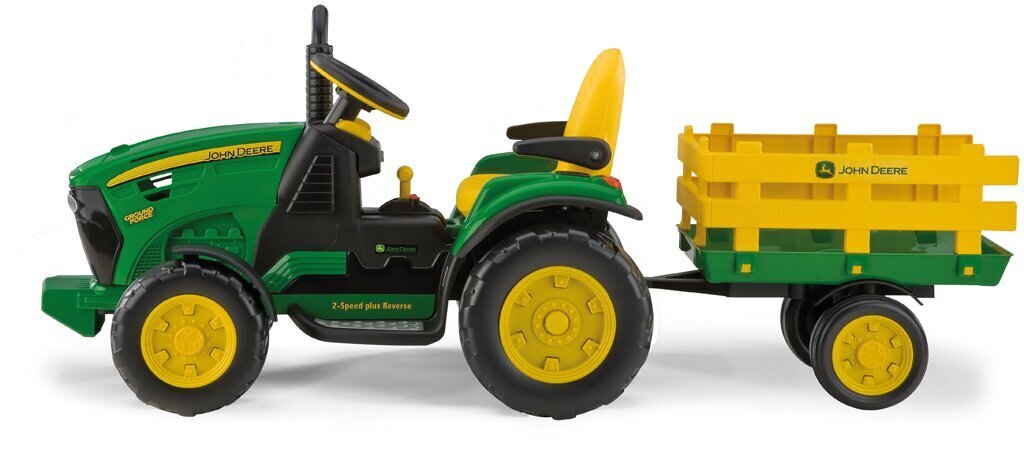 Vaikiškas vienvietis elektrinis traktorius Peg Perego John Deere Ground  Force with trailer 12V, žalias kaina | pigu.lt