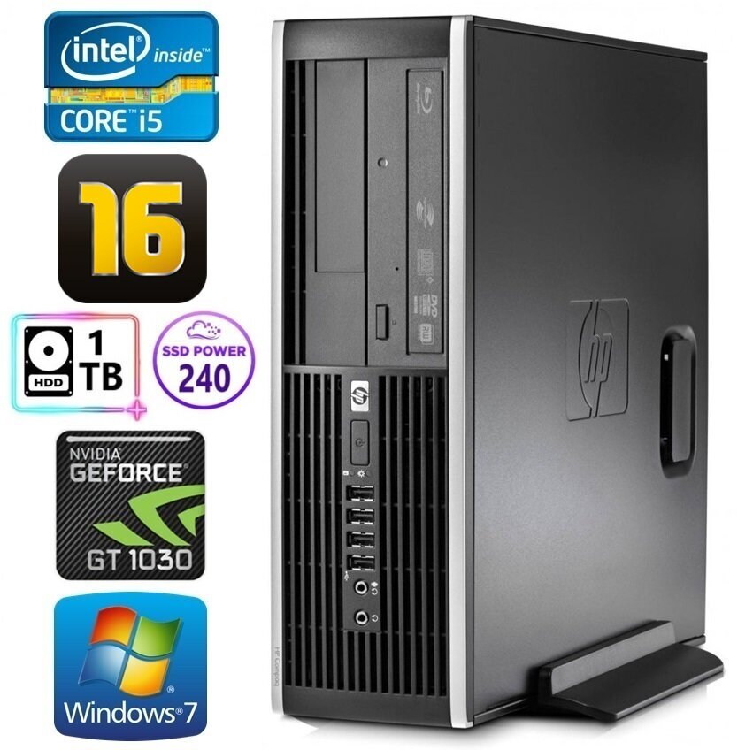 HP 8100 Elite SFF i5-750 16GB 240SSD+1TB GT1030 2GB DVD WIN7Pro kaina ir informacija | Stacionarūs kompiuteriai | pigu.lt
