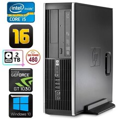 HP 8100 Elite SFF i5-750 16 ГБ 480SSD+2 ТБ GT1030 2 ГБ DVD WIN10 цена и информация | Stacionarūs kompiuteriai | pigu.lt