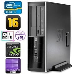 HP 8100 Elite SFF i5-750 16GB 240SSD+1TB GT1030 2GB DVD WIN10Pro kaina ir informacija | Stacionarūs kompiuteriai | pigu.lt