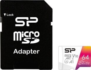 Silicon Power Elite Micro SDXC 64GB UHS-I A1 V10 цена и информация | Карты памяти для фотоаппаратов, камер | pigu.lt