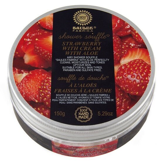 Dušo suflė "strawberries" Saules Fabrika, 150g kaina ir informacija | Dušo želė, aliejai | pigu.lt