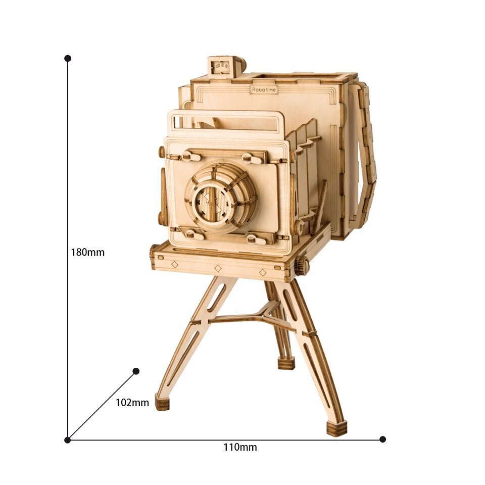 Robotime Vintage Camera 3D dėlionė, 140 vnt цена и информация | Konstruktoriai ir kaladėlės | pigu.lt