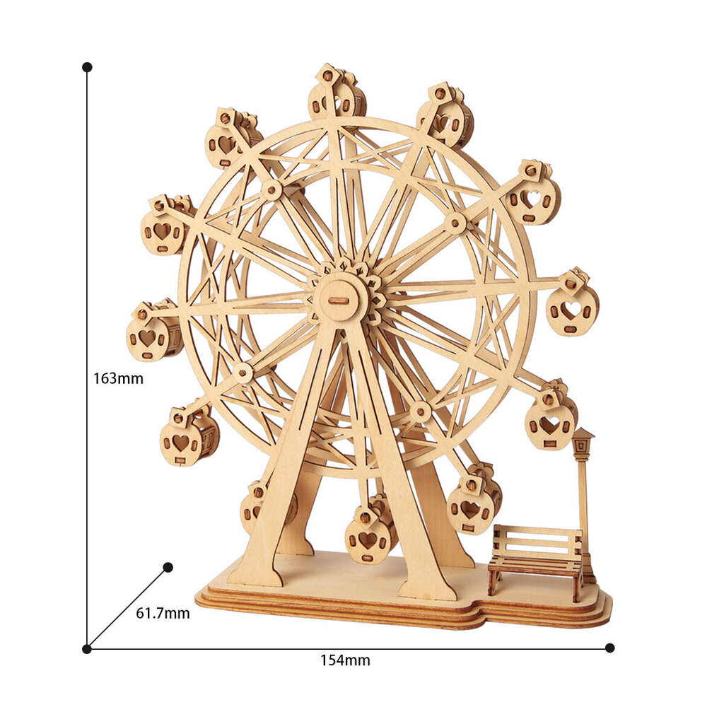 Robotime Ferris Wheel 3D delionė, 120 vnt kaina ir informacija | Konstruktoriai ir kaladėlės | pigu.lt