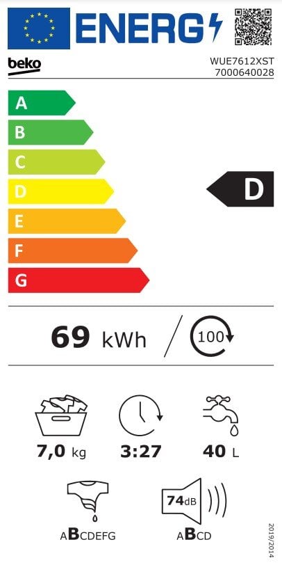 Beko WUE7612XST kaina ir informacija | Skalbimo mašinos | pigu.lt