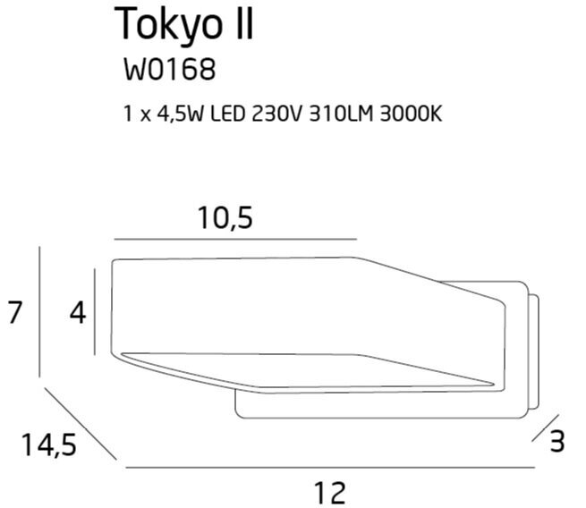 MaxLight sieninis LED šviestuvas Tokyo 2 kaina ir informacija | Sieniniai šviestuvai | pigu.lt