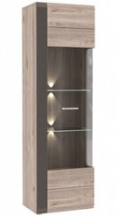 Шкаф-витрина Locarno-1V, дуб нельсон/серый цена и информация | Витрины, серванты | pigu.lt