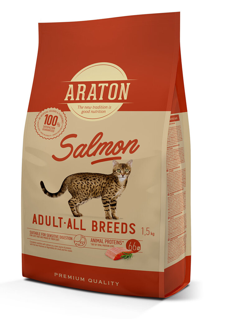 Araton Cat Adult Salmon sausas maistas suaugusioms katėms, 1.5 kg цена и информация | Sausas maistas katėms | pigu.lt