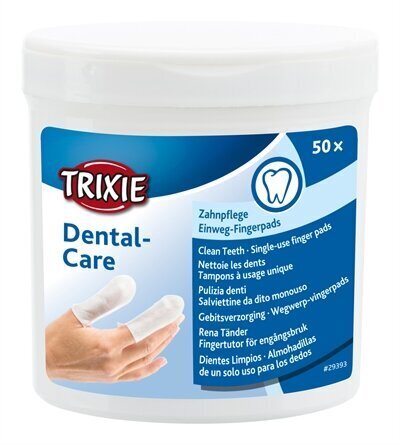 Trixie vatos diskeliai-antpirščiai dantų priežiūrai, 50 vnt. kaina ir informacija | Priežiūros priemonės gyvūnams | pigu.lt