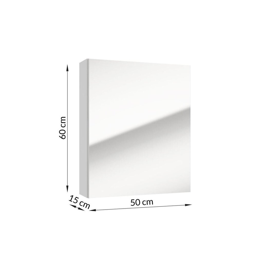 Vonios spintelė su veidrodžiu Sensea Storm 50 1D, balta kaina ir informacija | Vonios spintelės | pigu.lt