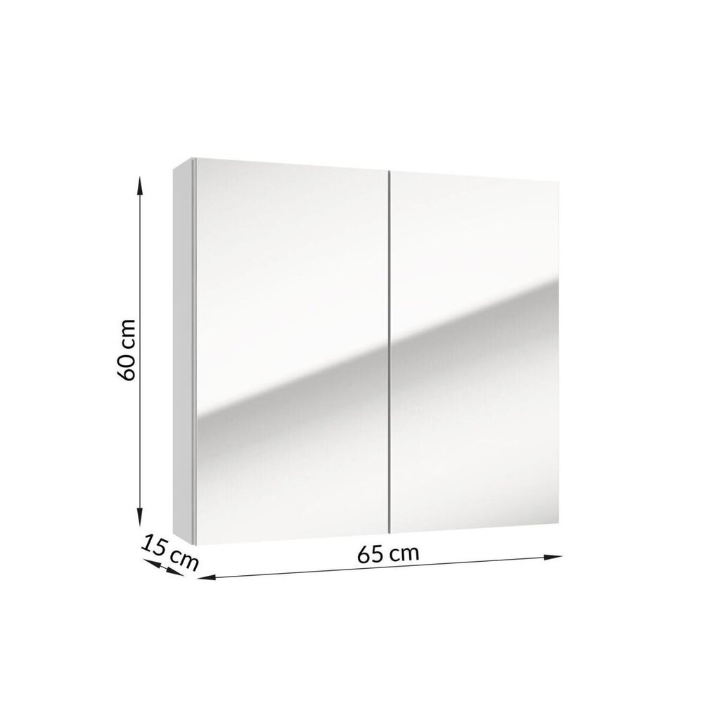 Vonios spintelė su veidrodžiu Sensea Storm 65 2D, balta kaina ir informacija | Vonios spintelės | pigu.lt