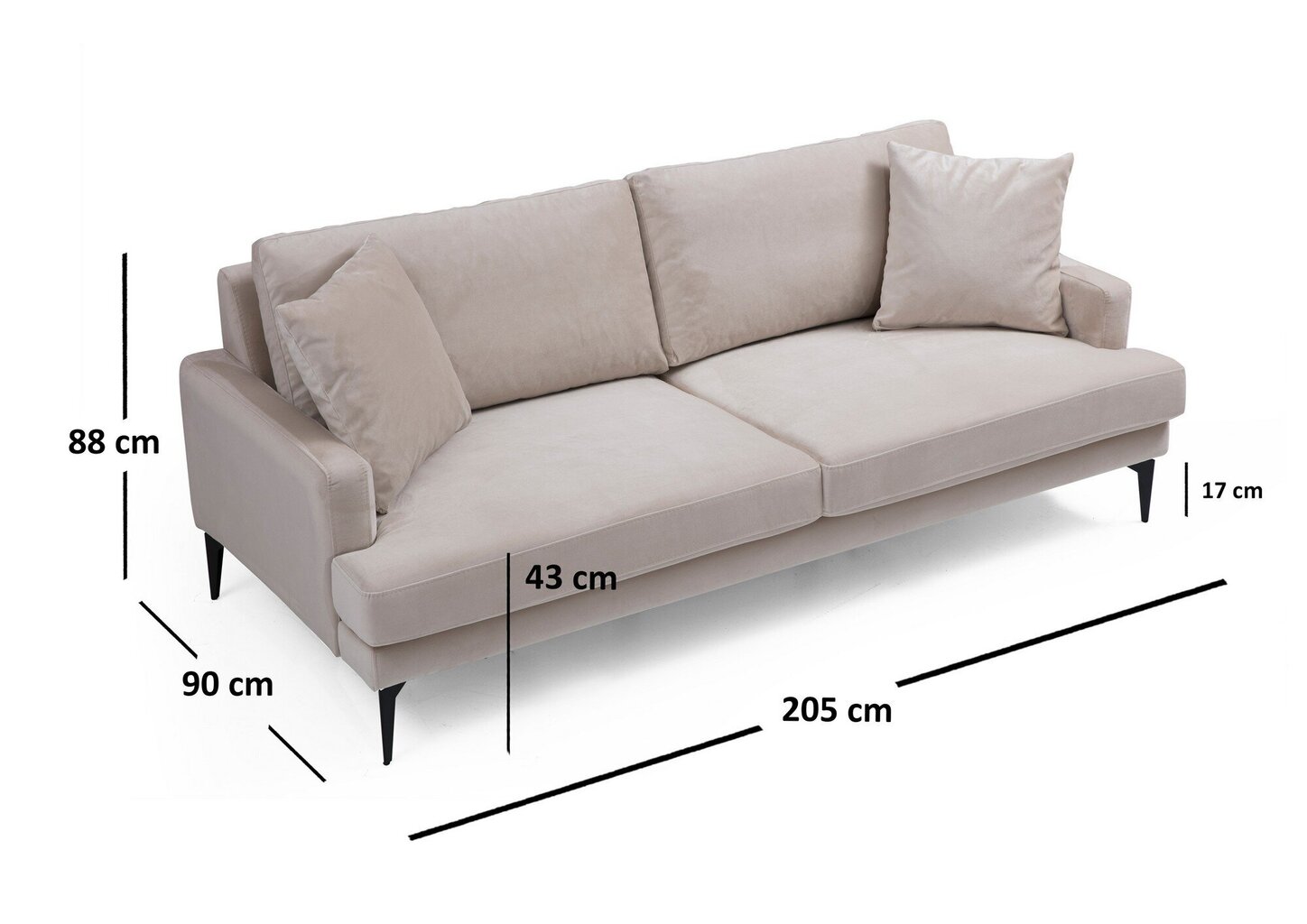 Sofa Artie Papira 205, smėlio spalvos kaina ir informacija | Sofos | pigu.lt