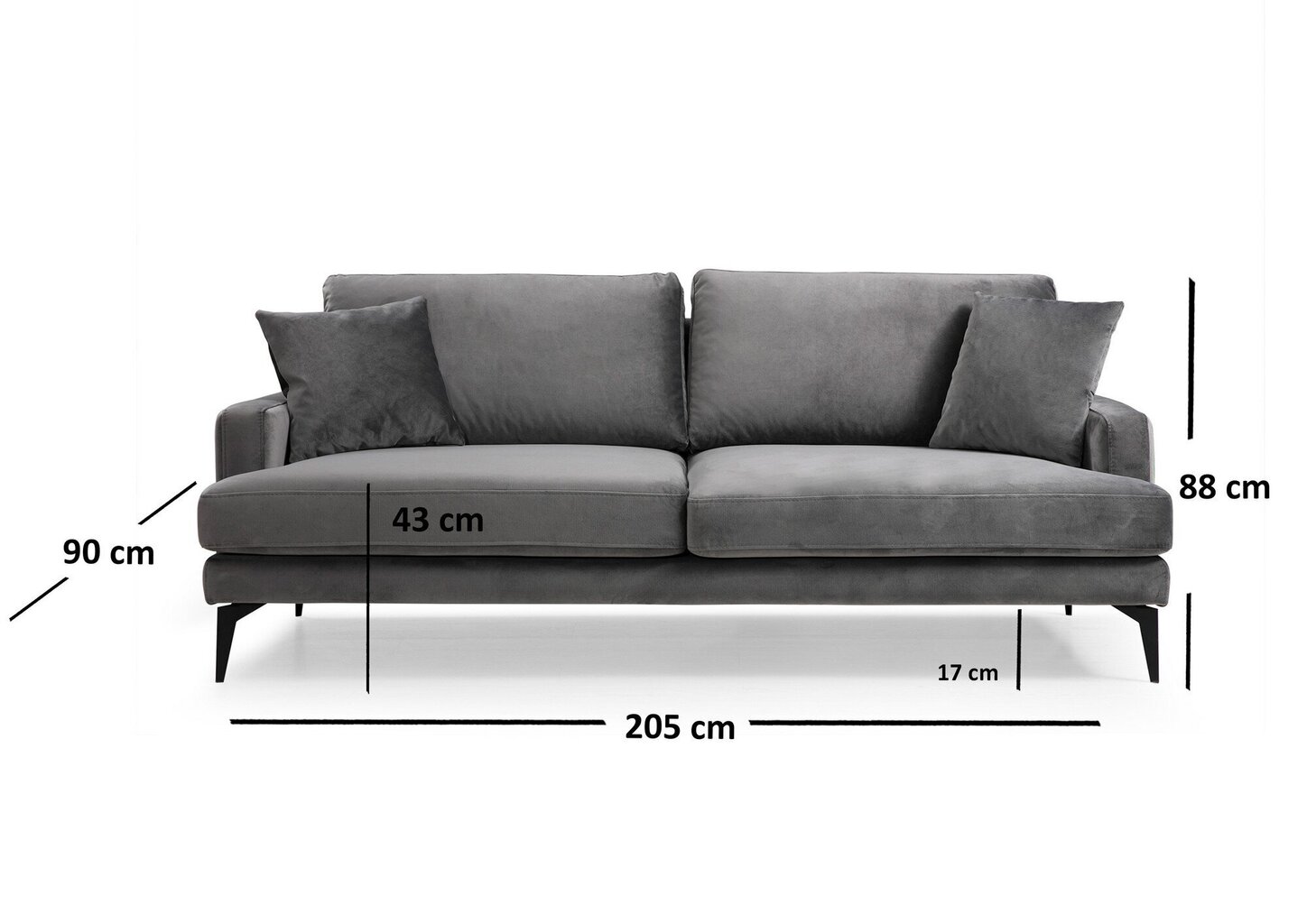 Sofa Artie Papira 205, pilka kaina ir informacija | Sofos | pigu.lt