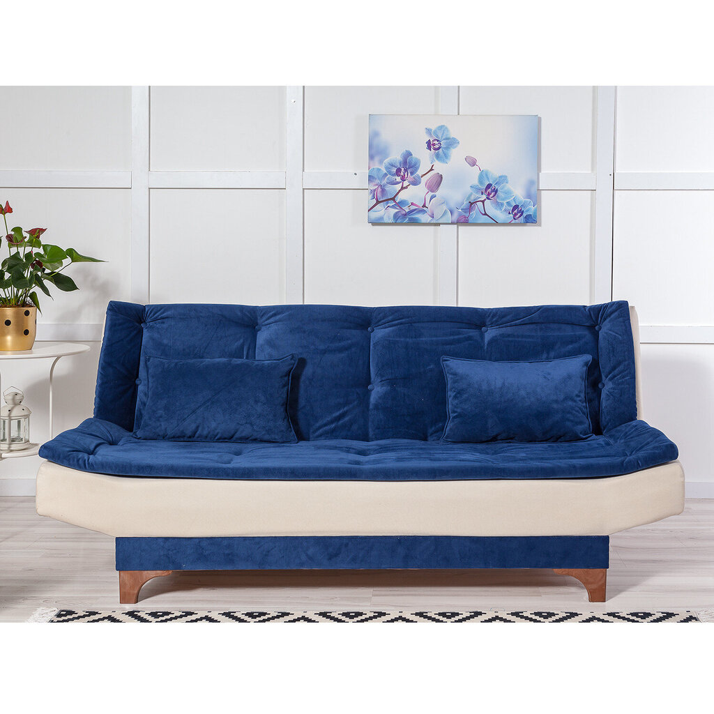 Sofa Artie Kelebek, tamsiai mėlyna/kreminės spalvos kaina ir informacija | Sofos | pigu.lt