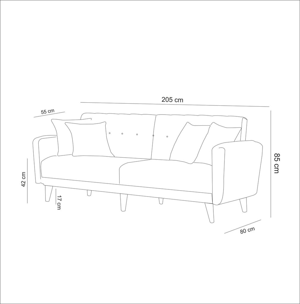 Sofa Artie Aria, žalia kaina ir informacija | Sofos | pigu.lt