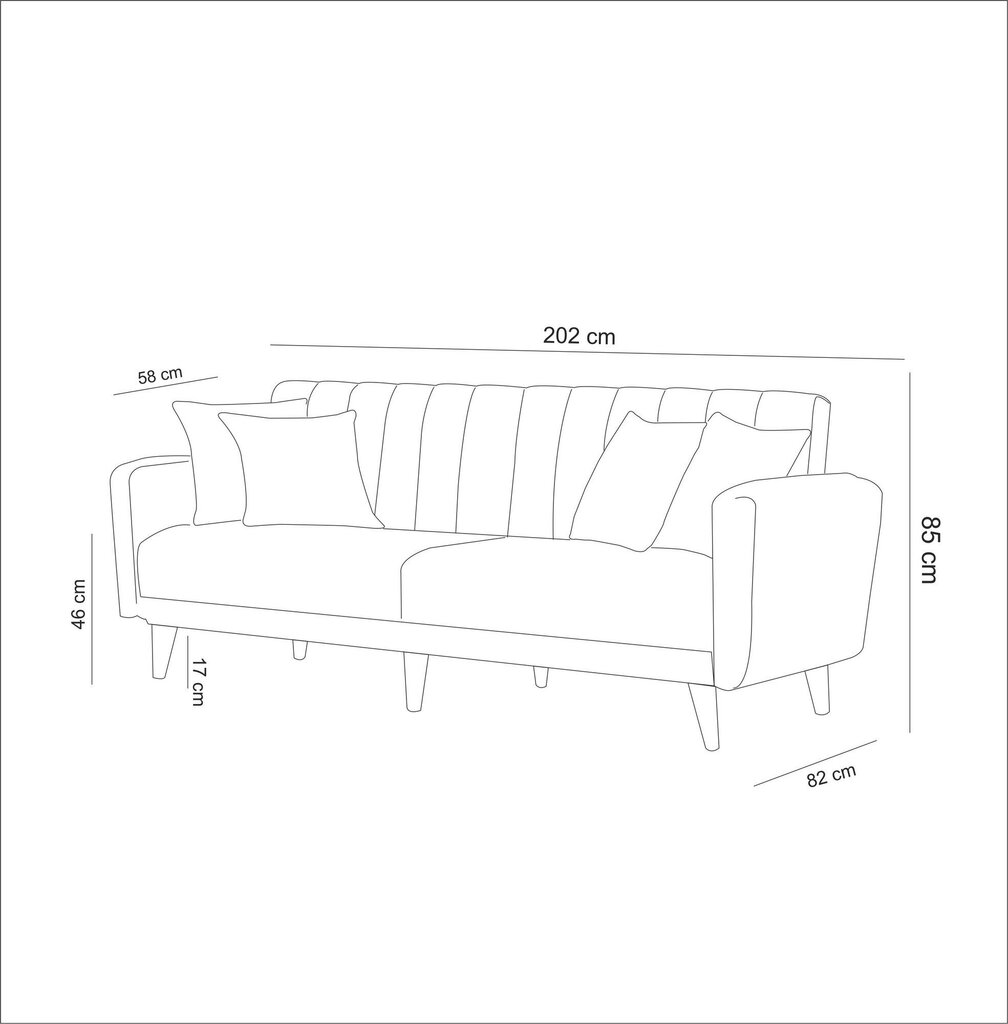 Sofa Artie Aqua, tamsiai mėlyna kaina ir informacija | Sofos | pigu.lt