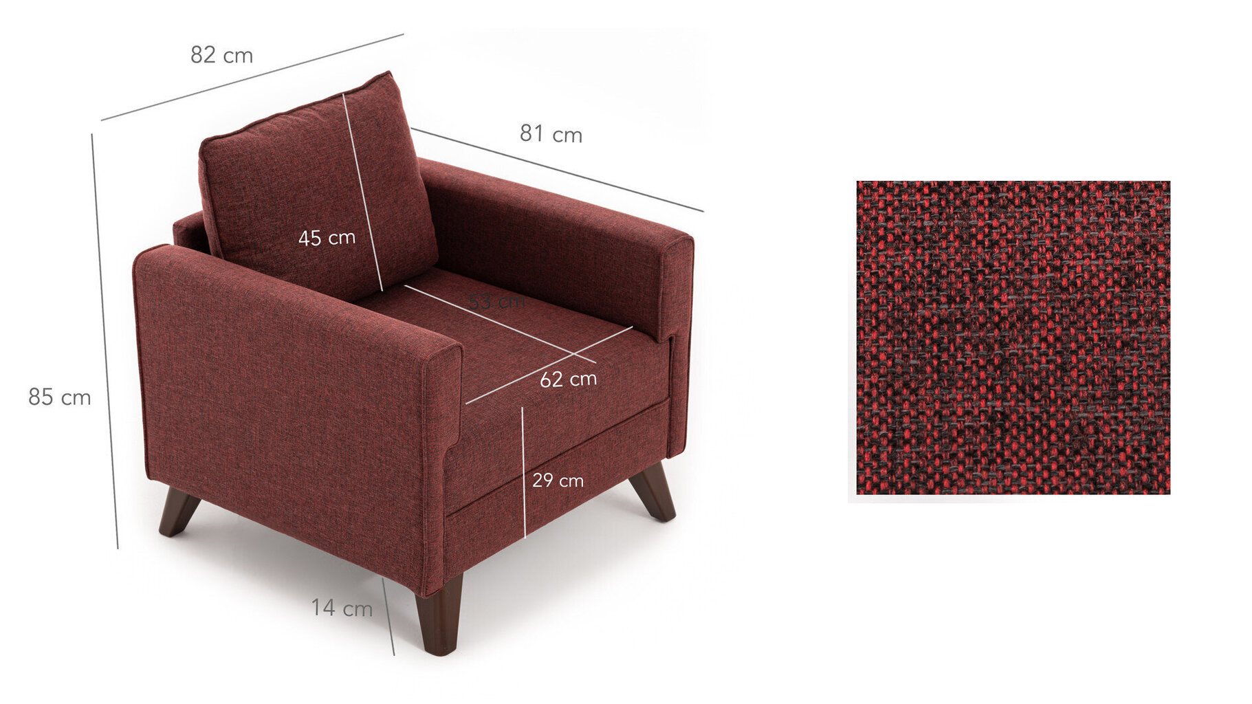 Fotelis Artie Bella, raudonas kaina ir informacija | Svetainės foteliai | pigu.lt