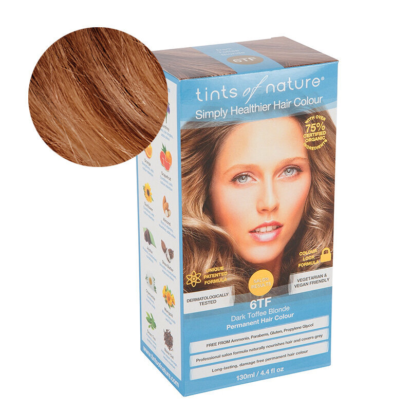 Tints of Nature natūralūs plaukų dažai 6TF toffee blondinė, 130 ml kaina ir informacija | Plaukų dažai | pigu.lt
