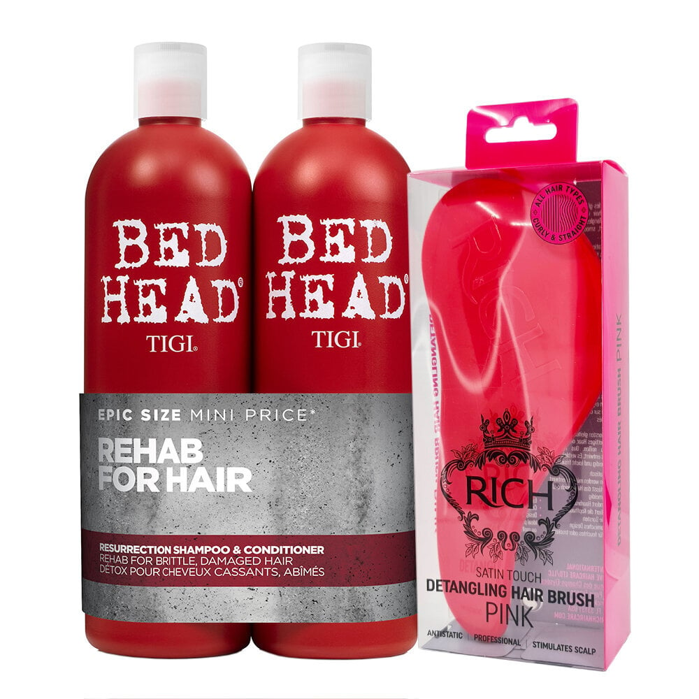 Spalvą saugančio šampūno ir balzamo rinkinys TIGI Bed Head Resurrection Tweens 2x750ml + RICH antistatinis plaukų šepetys kaina ir informacija | Šampūnai | pigu.lt