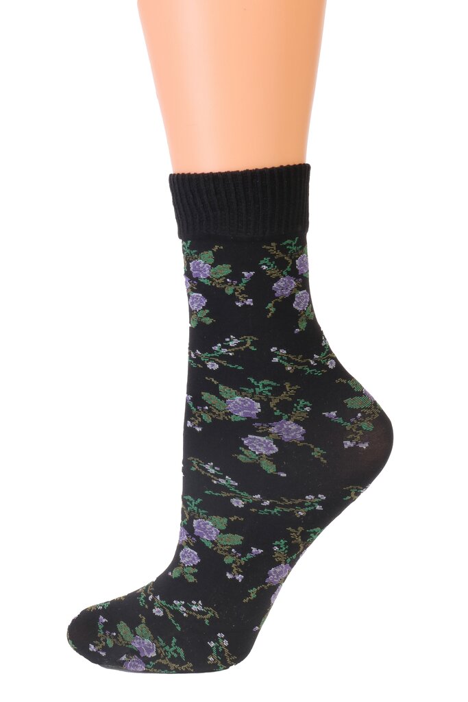 BARI 60DEN kojinės su violetiniu gėlių raštu kaina ir informacija | Moteriškos kojinės | pigu.lt