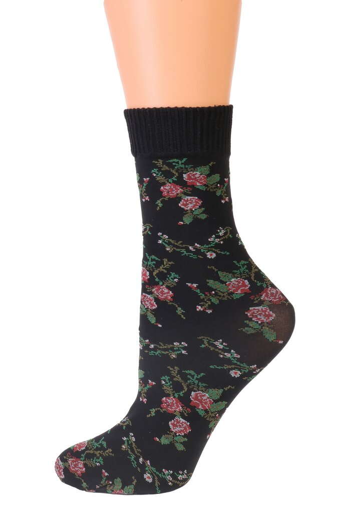 BARI 60DEN kojinės su bordo raudonos spalvos gėlių raštu цена и информация | Moteriškos kojinės | pigu.lt