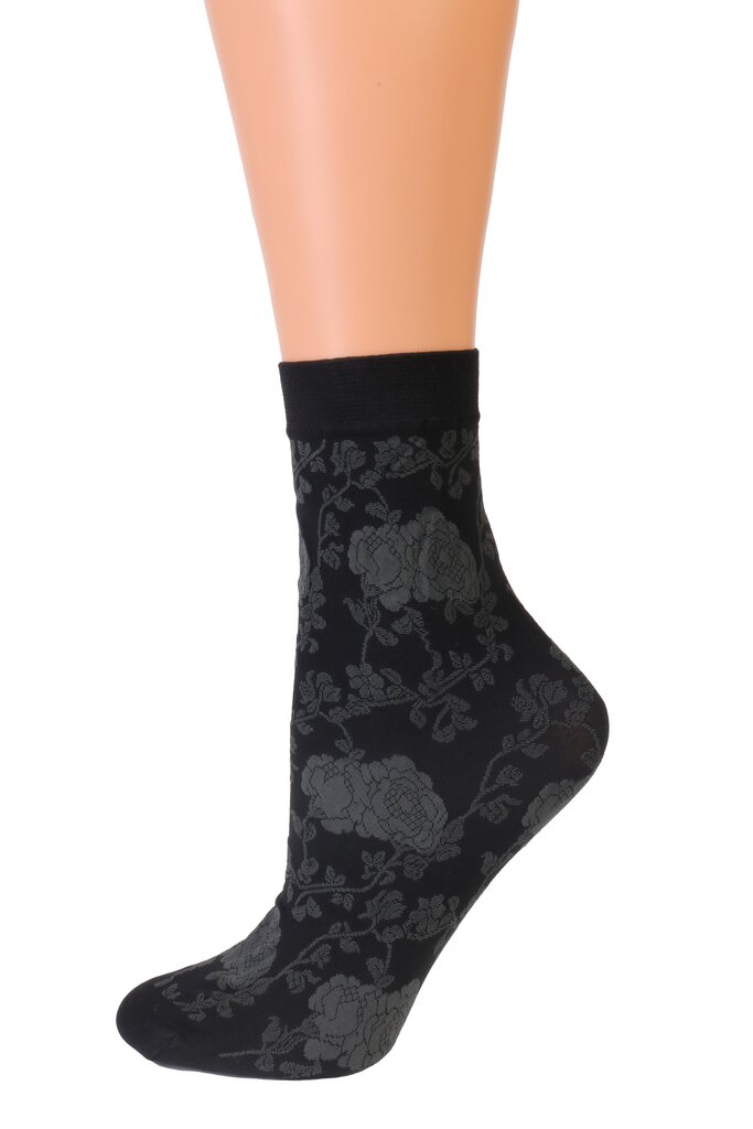 KLAARA 60DEN kojinės su pilku gėlių raštu kaina ir informacija | Moteriškos kojinės | pigu.lt
