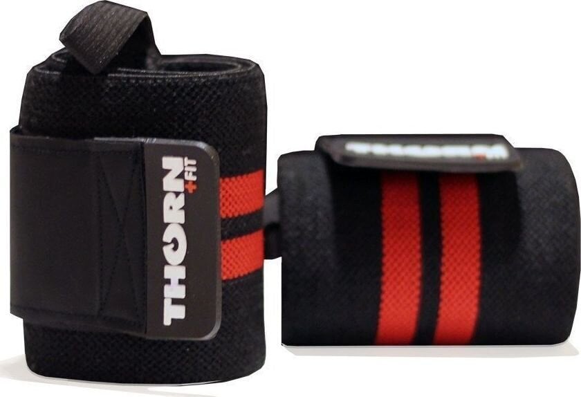 Riešo raiščiai Thorn + Fit Wrist Wraps 12” black/red stripes kaina ir informacija | Įtvarai | pigu.lt