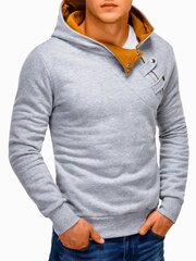 Stilingas pilkos spalvos vyriškas bliuzonas su rudu gobtuvu "Paco" kaina ir informacija | Džemperiai vyrams | pigu.lt
