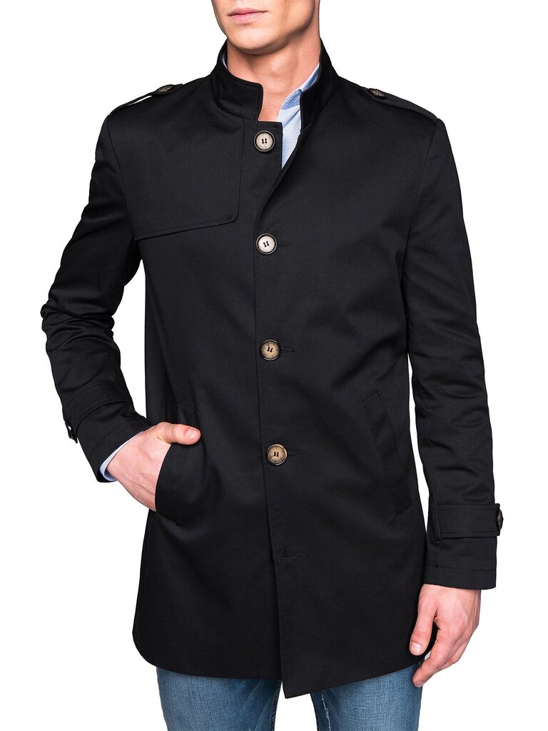 Paltas vyrams Dala, juodas цена и информация | Vyriški paltai  | pigu.lt
