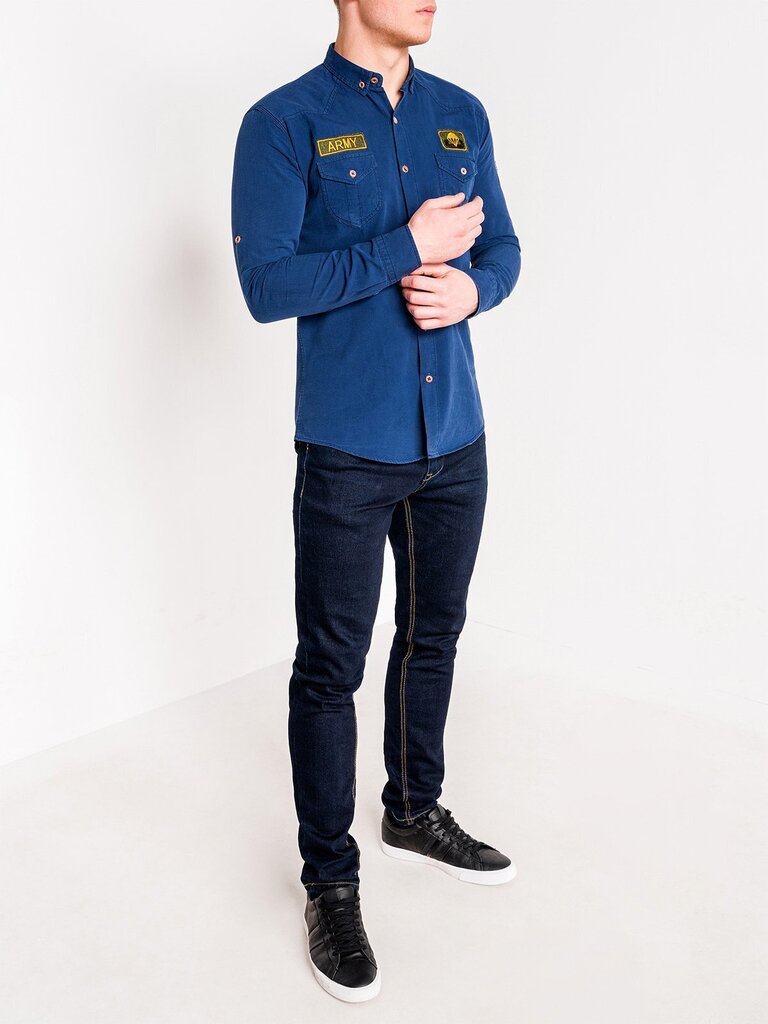 Vyriški tamsiai mėlynos spalvos marškiniai "Delora" цена и информация | Vyriški marškiniai | pigu.lt