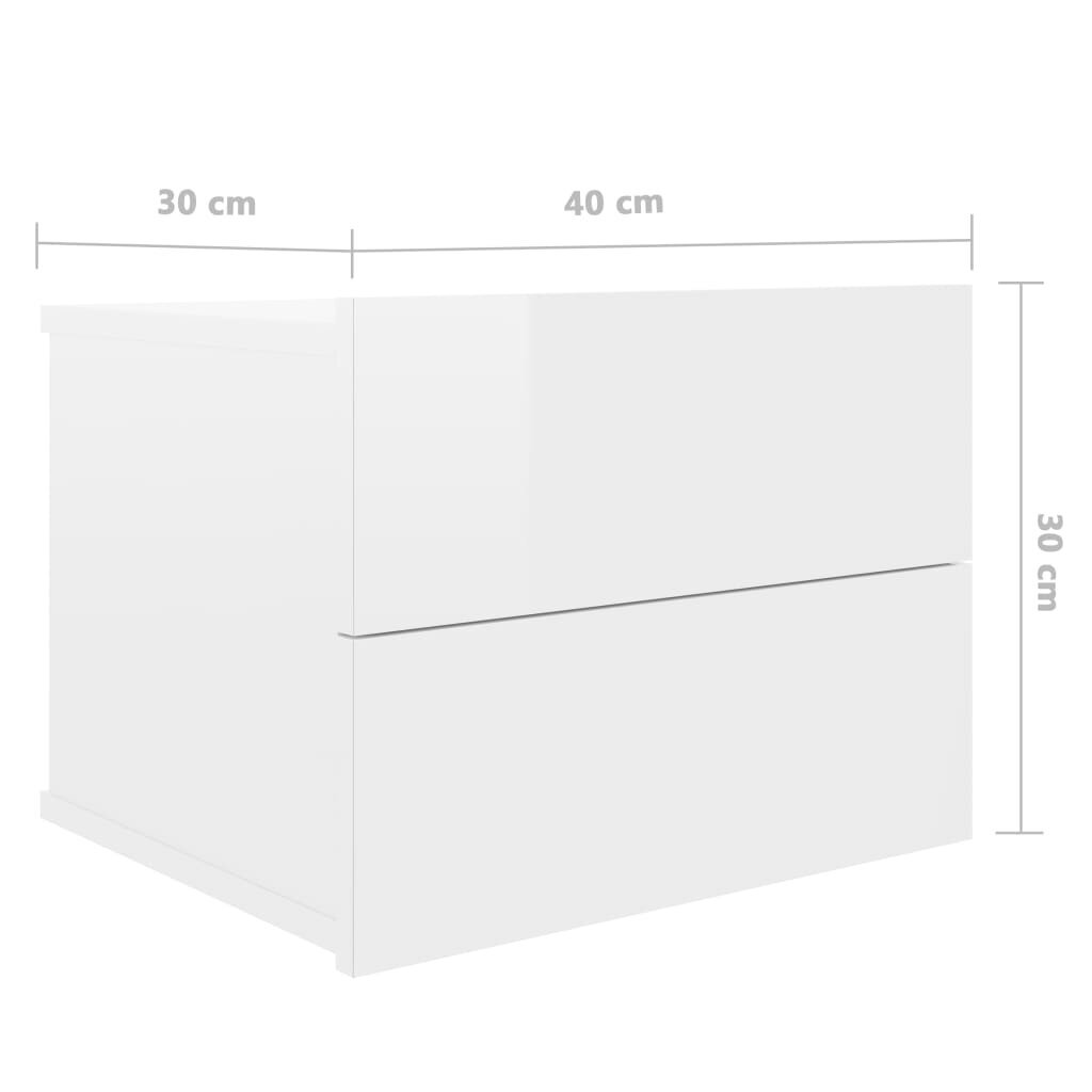 Naktinės spintelės, 40x30x30cm, 2vnt., baltos kaina ir informacija | Spintelės prie lovos | pigu.lt