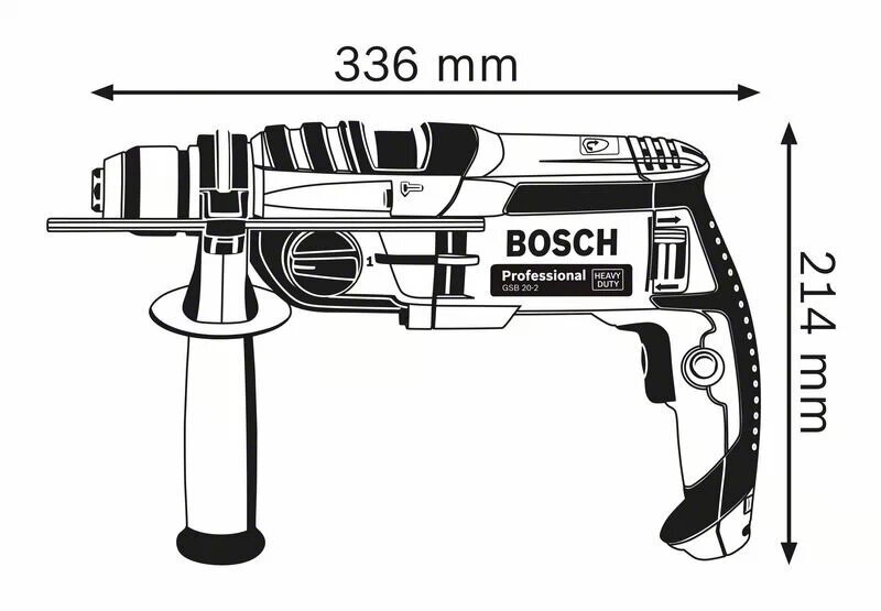 Smūginis gręžtuvas Bosch GSB 20-2 Professional цена и информация | Suktuvai, gręžtuvai | pigu.lt