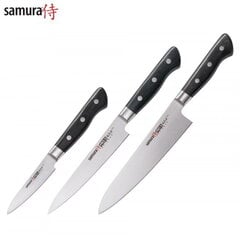 Samura PRO-S компл. из 3-ёх ножей: Paring 88mm / Utility 145mm / European Chef's 200mm из AUS 8 Японской стали 58 HRC цена и информация | Ножи и аксессуары для них | pigu.lt