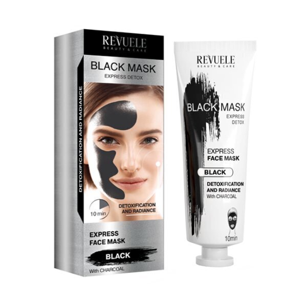 Valomoji veido kaukė Revuele Black Mask Express Detox, 80 ml цена и информация | Veido kaukės, paakių kaukės | pigu.lt