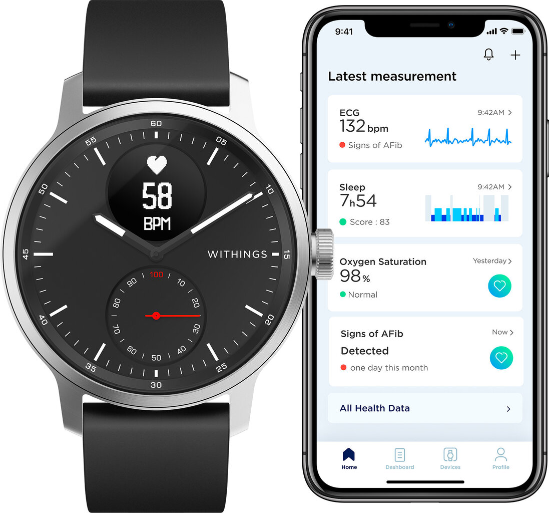 Withings ScanWatch Hybrid Black kaina ir informacija | Išmanieji laikrodžiai (smartwatch) | pigu.lt