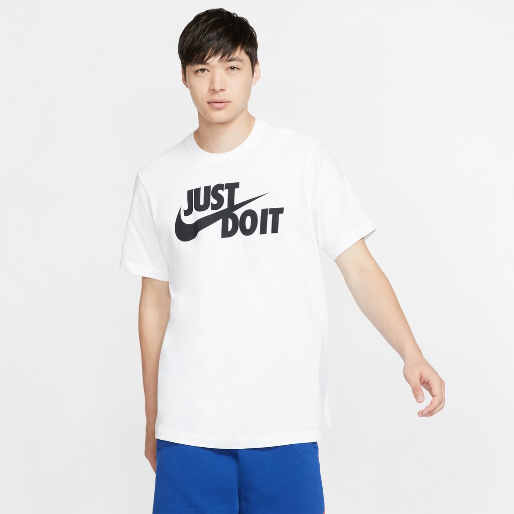 Nike vyriški sportiniai marškinėliai Tee Just Do It Swoosh M AR5006 100, balti kaina ir informacija | Sportinė apranga vyrams | pigu.lt