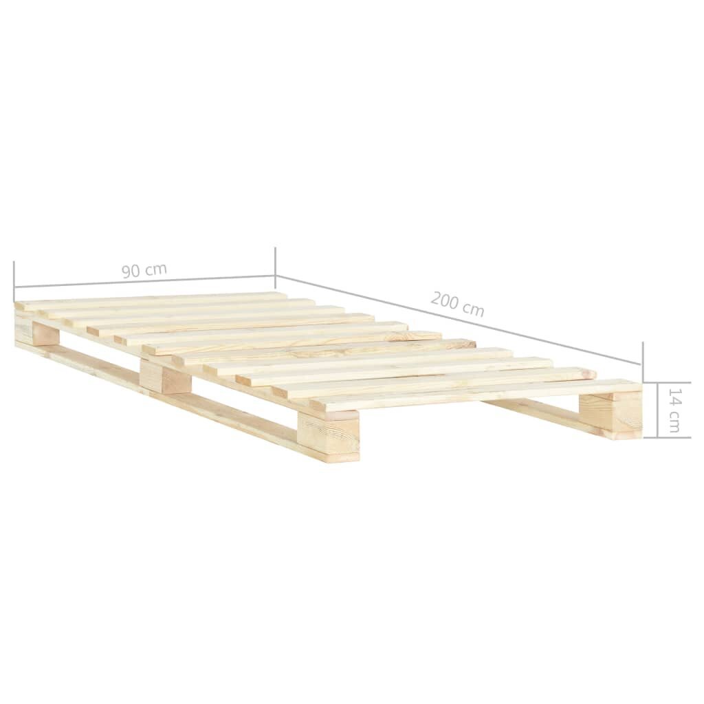 Lovos rėmas iš palečių, 90x200 cm, pušies medienos masyvas kaina ir informacija | Lovos | pigu.lt