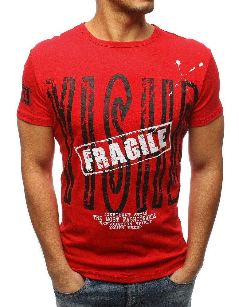 Marškinėliai vyrams Fragile, raudoni kaina ir informacija | Vyriški marškinėliai | pigu.lt