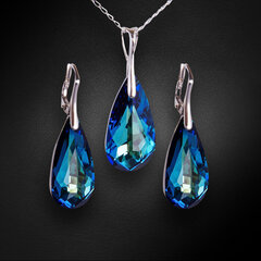 Серебряный комплект "Радужный Каскад (Bermuda Blue)" с кристаллами Swarovski™ цена и информация | Наборы украшений | pigu.lt