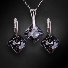 Sidabrinis papuošalų rinkinys moterims DiamondSky Shimmer Silver Night su Swarovski kristalais kaina ir informacija | Papuošalų rinkiniai | pigu.lt
