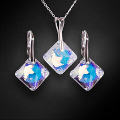 Sidabrinis papuošalų rinkinys moterims DiamondSky Shimmer Aurore Boreale su Swarovski kristalais kaina ir informacija | Papuošalų rinkiniai | pigu.lt