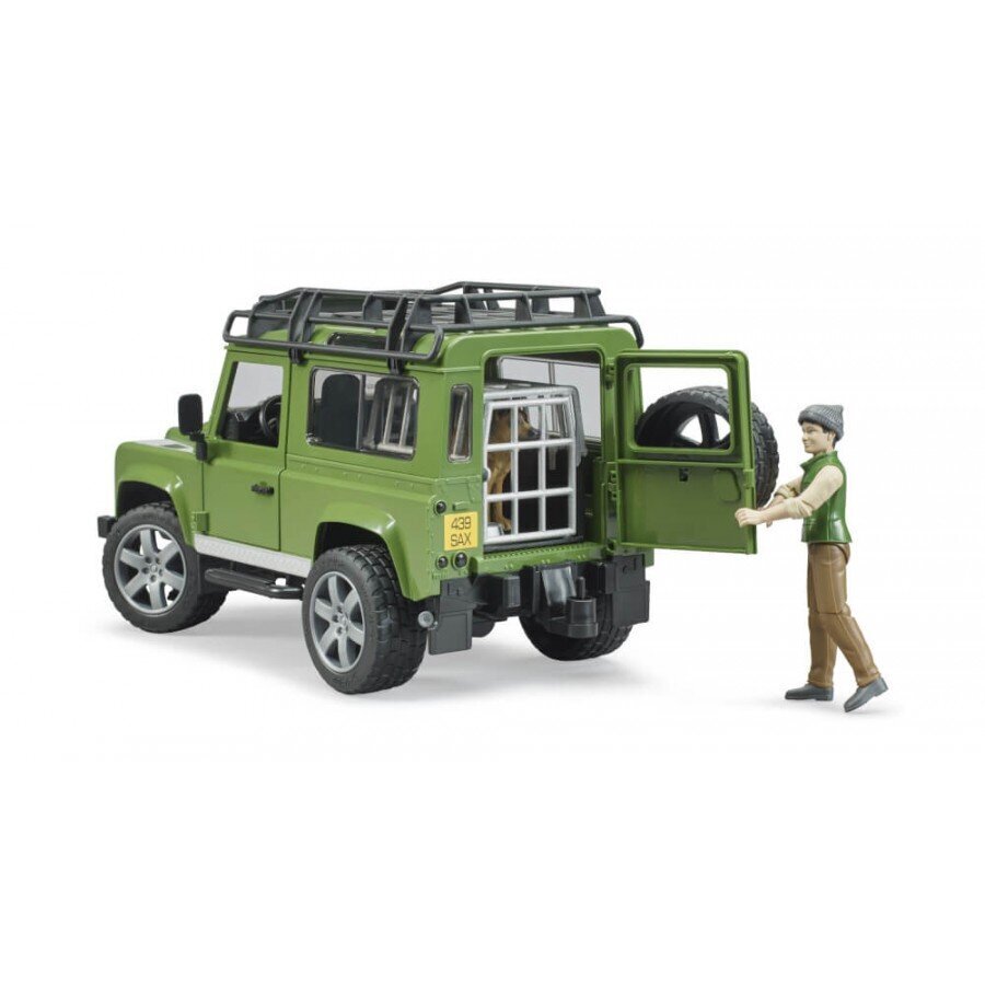 Automodelis Land Rover Defender su miškininku ir šunimi Bruder, 02587 kaina ir informacija | Žaislai berniukams | pigu.lt