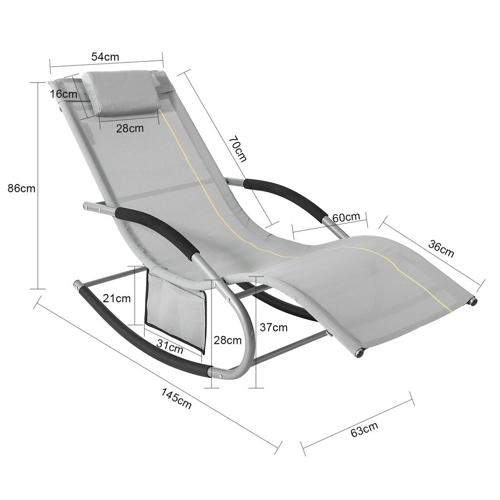 Supamas lauko krėslas SoBuy OGS28-HG, pilkas цена и информация | Gultai | pigu.lt