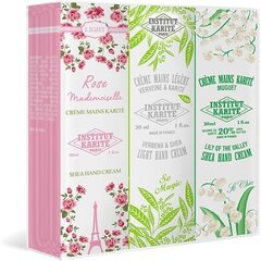 Kelioninis rankų kremų rinkinys Institut Karite Paris Shea: Lilly of Valey 30 ml + Rose Mlle 30 ml + Vervbena 30 ml kaina ir informacija | Kūno kremai, losjonai | pigu.lt